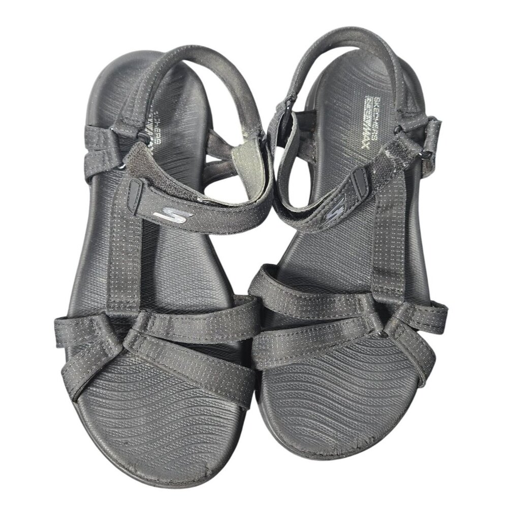 Skechers On The Go Goga Max Women Black Brilliancy Sandals Size 8 Outdoor Summer